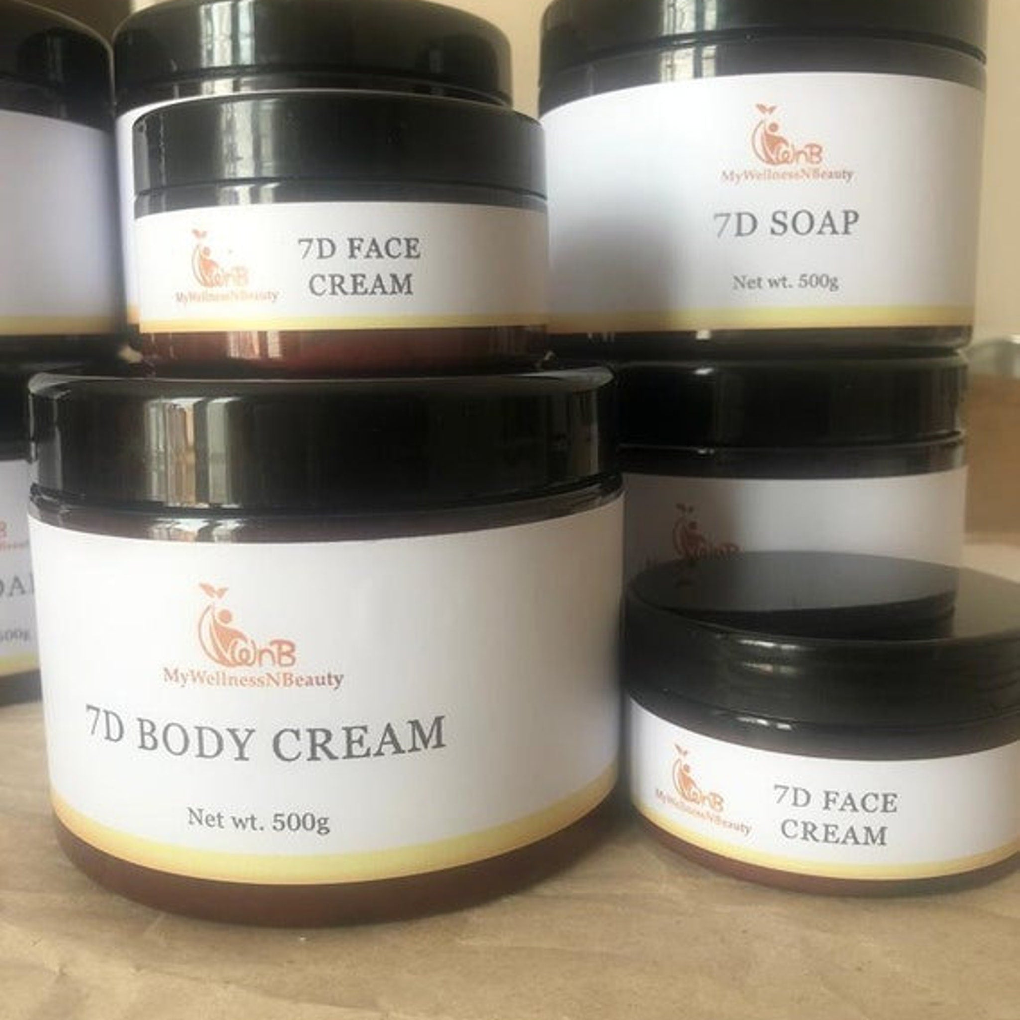 Golden jar of 7D Nourishing Body Cream with honeycomb texture design, showcasing bonus hydration boost feature