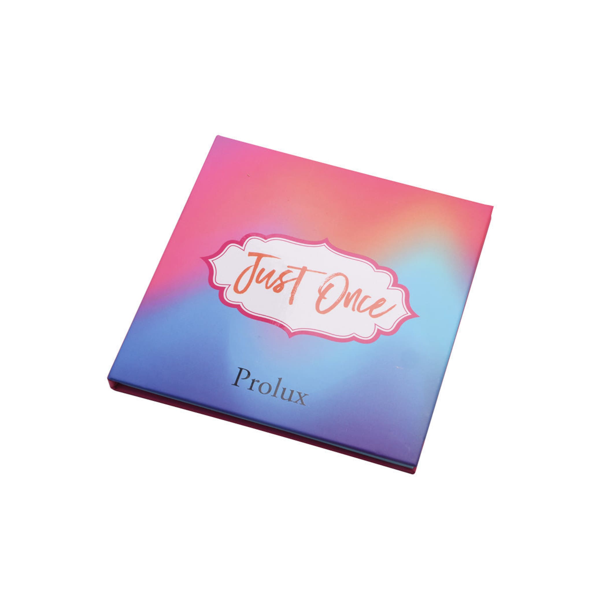 Gradient color box with "Just Once" text and "Prolux" brand name on front