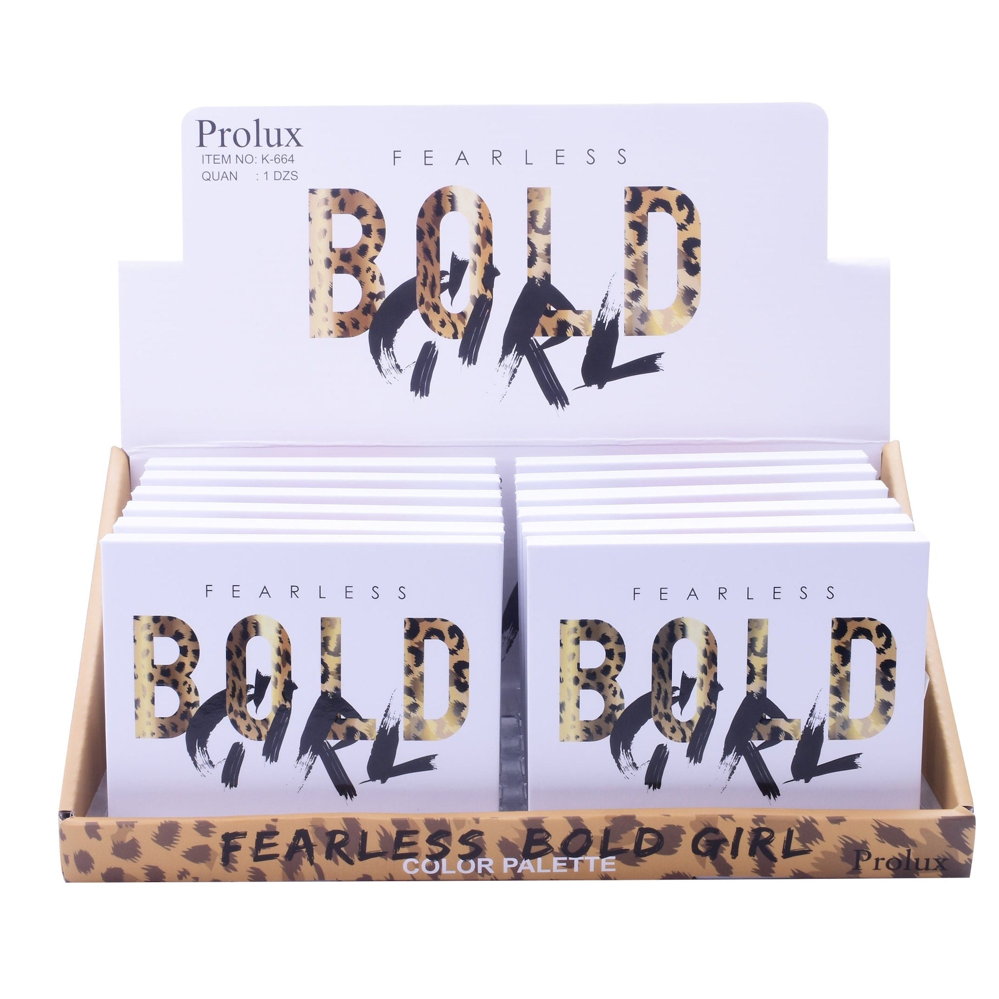 Color palette display with white, leopard print, and black accents, Prolux brand visible