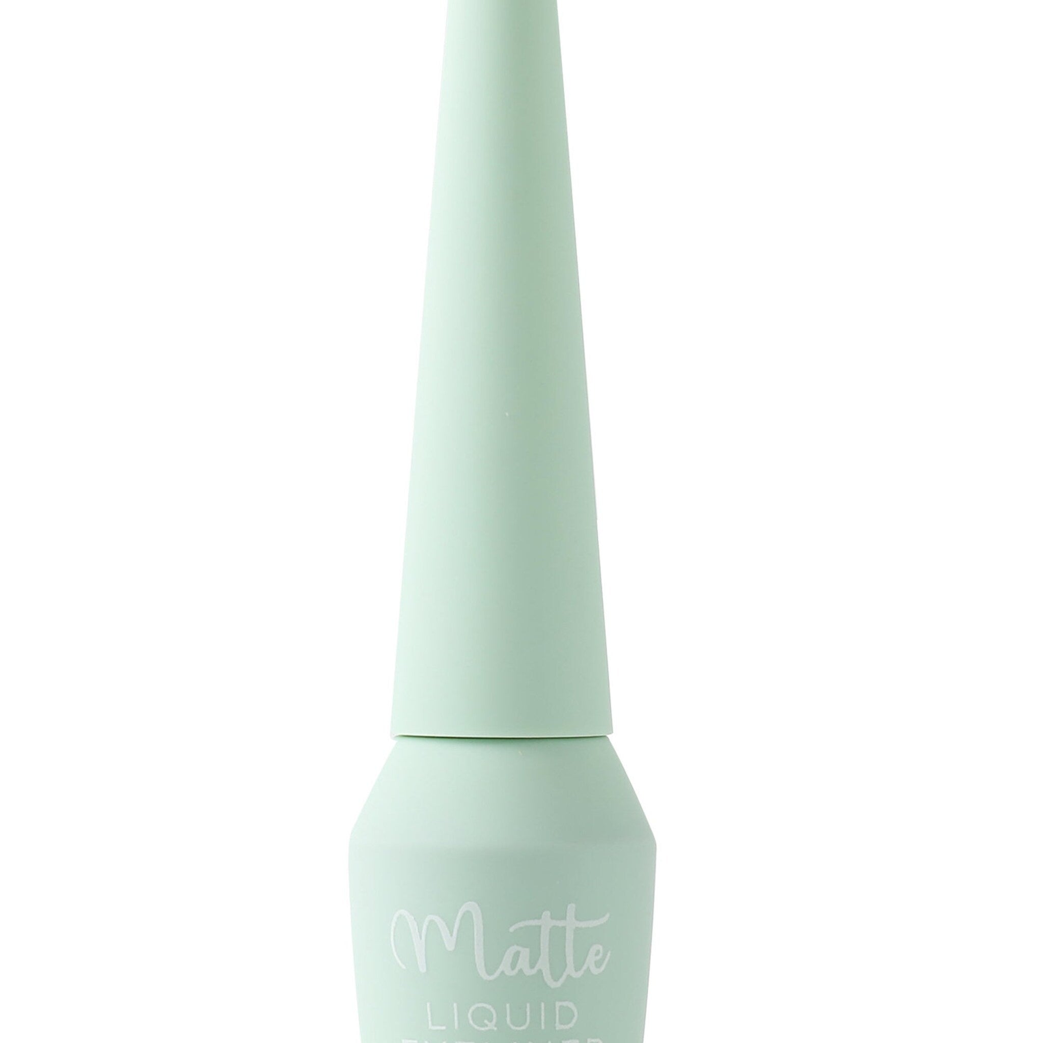 Liquid eyeliner in mint green with matte finish and "Matte" text on bottle