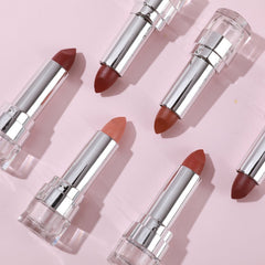 PXLOOK Pout About Lipstick in sleek black tube with gold accents, showcasing bullet shape and satin finish