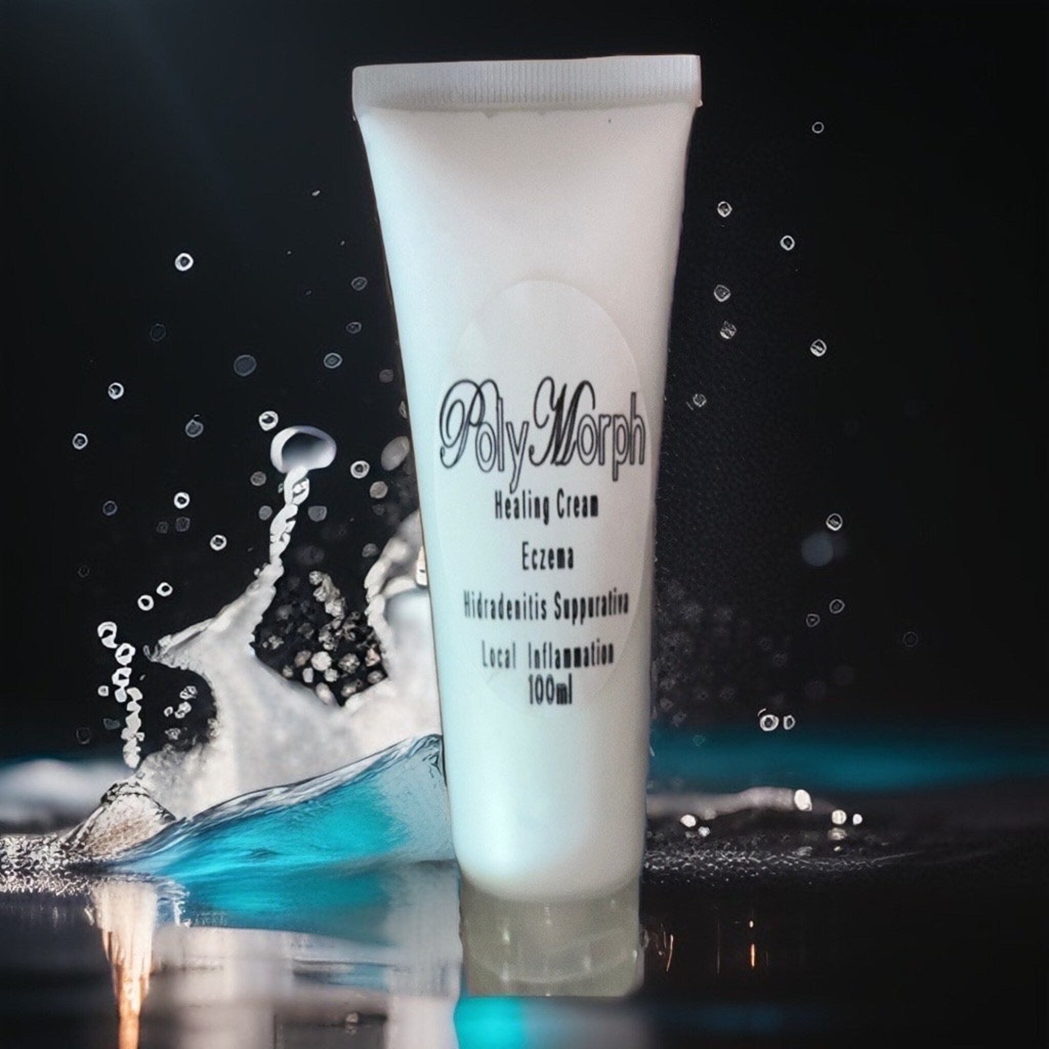 Close-up of polymorph formula cream in sleek white tube with gold accents, showcasing rich texture and matte finish