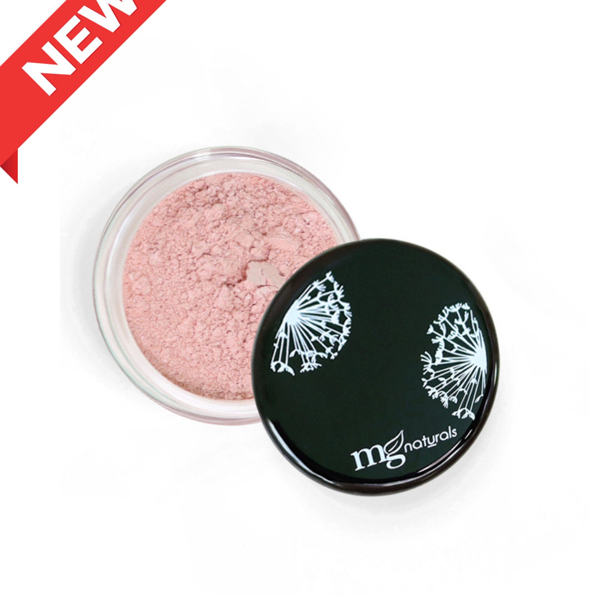 Side view of vegan mineral eyeshadow compact showing natural earthy tones and smooth powder texture