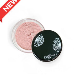 Side view of vegan mineral eyeshadow compact showing natural earthy tones and smooth powder texture