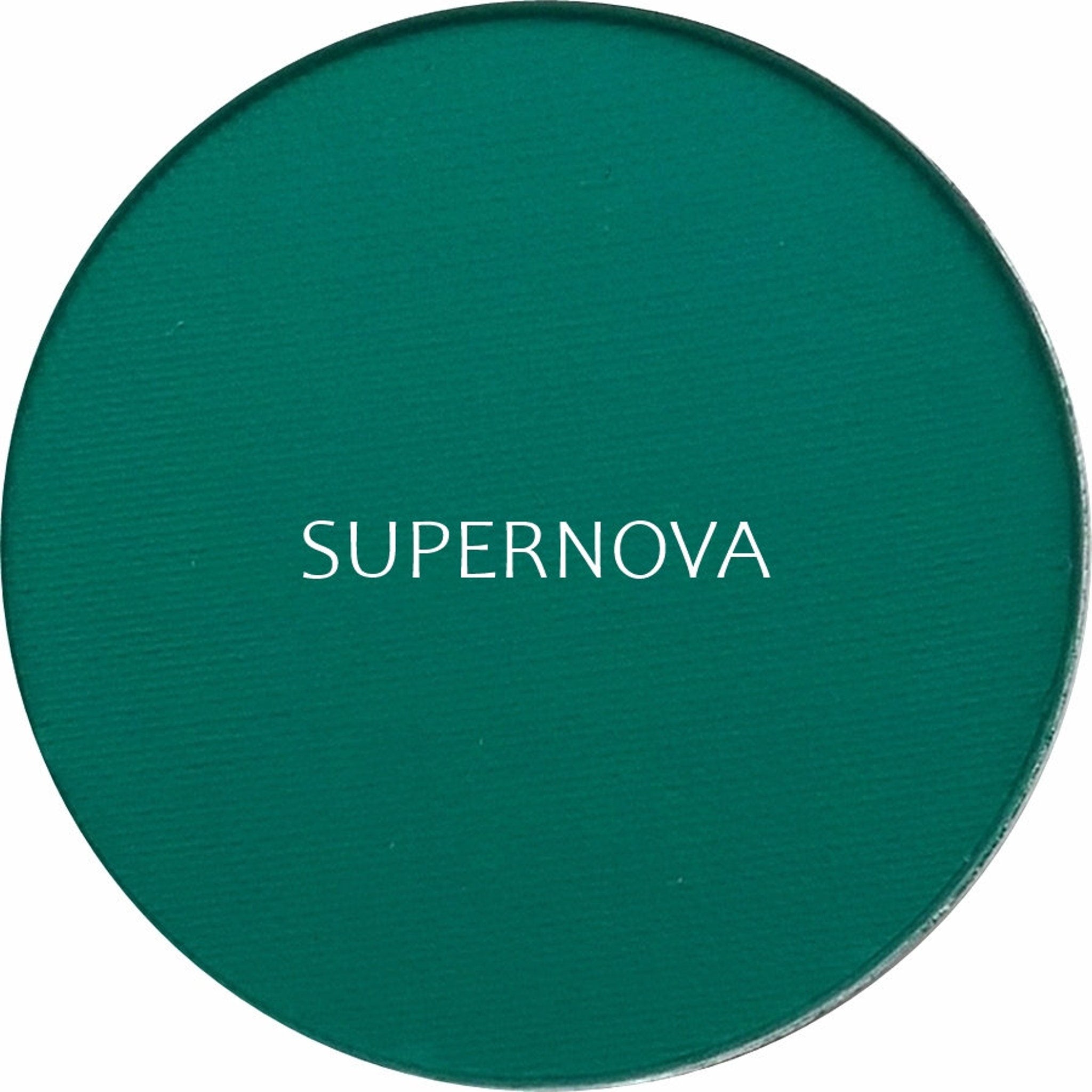 Side view of matte Supernova eyeshadow compact showcasing smooth texture and rich pigment saturation