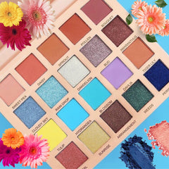 Eyeshadow palette with multiple colorful squares and Prolux brand name visible
