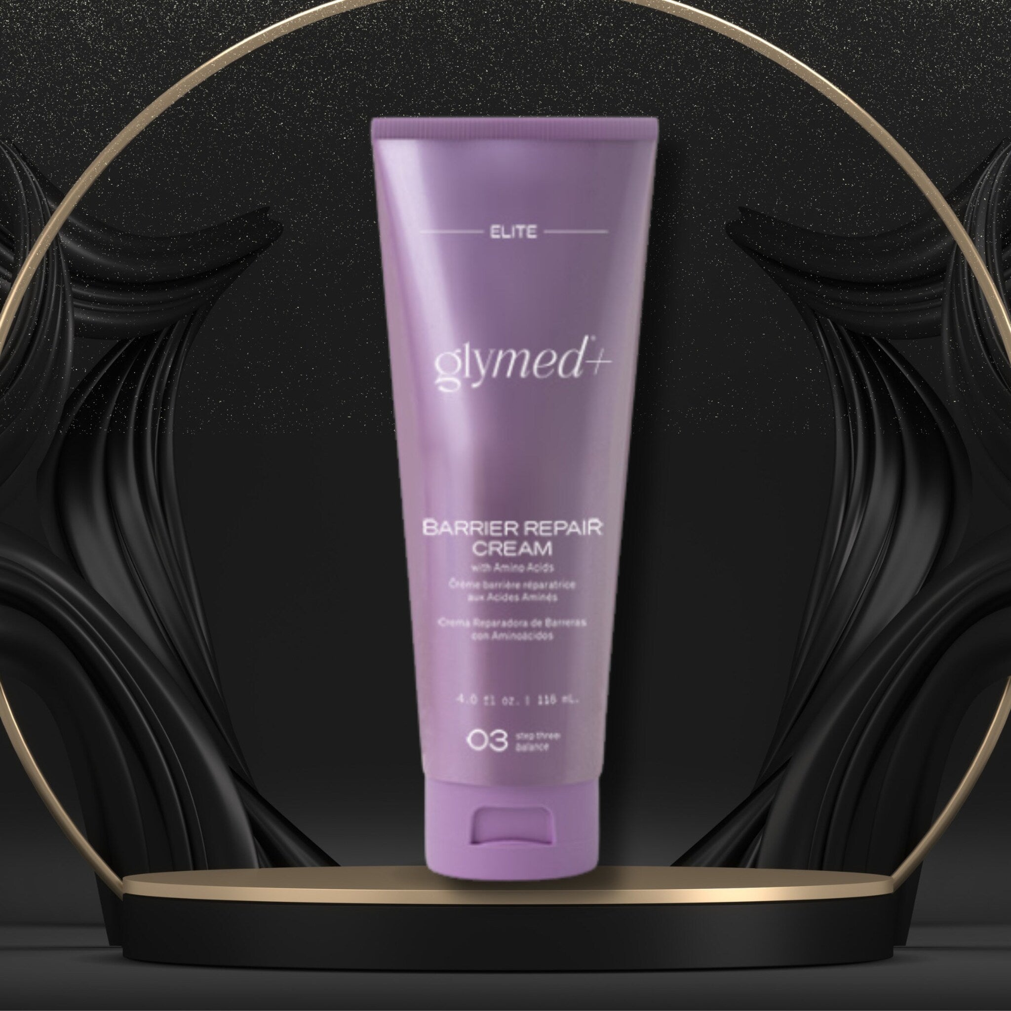Close-up of pearlescent amino acid cream with rich texture in sleek white jar, showcasing hydration-focused formula