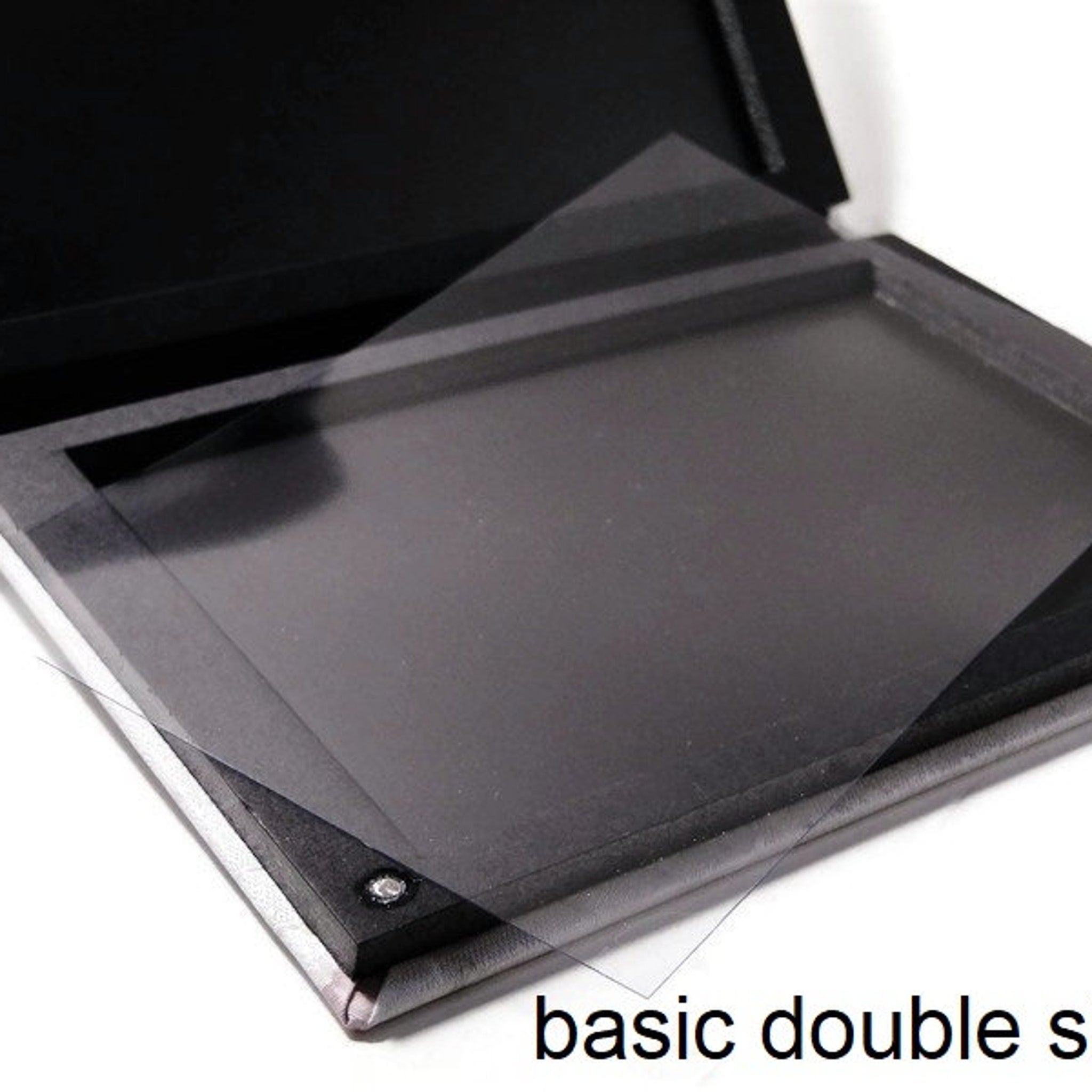 Double-sided purple marble eye shadow palette with magnetic closure, displayed open to show shimmering shades