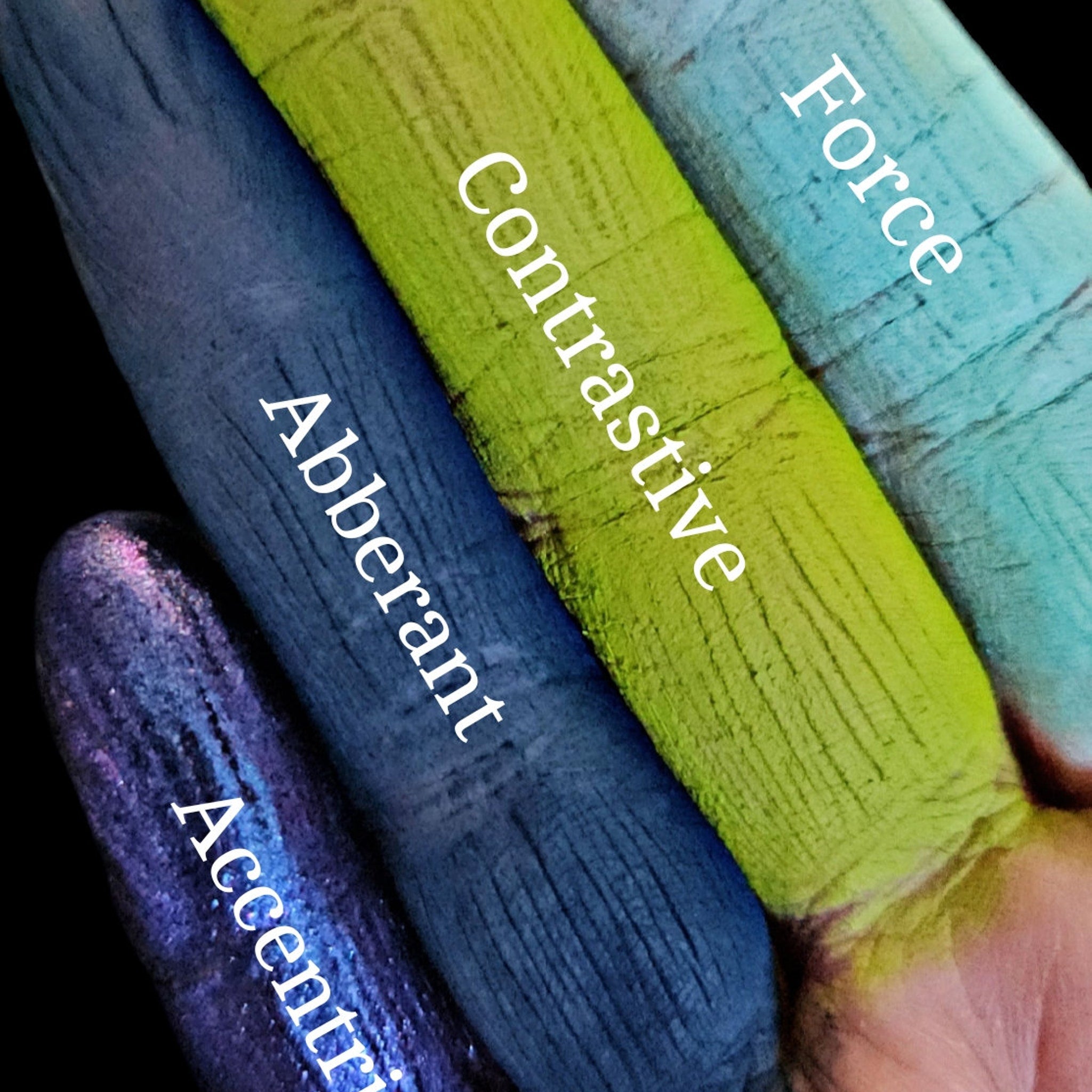 Side view of Divergence palette showing stacked eyeshadow pans with vibrant matte and shimmer shades in compact case