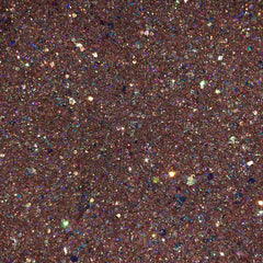 Close-up of rose gold glitter eyeshadow palette showing shimmer particles catching light