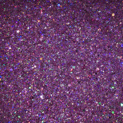 Close-up of vibrant pink and purple glitter eyeshadow palette with shimmering particles catching light