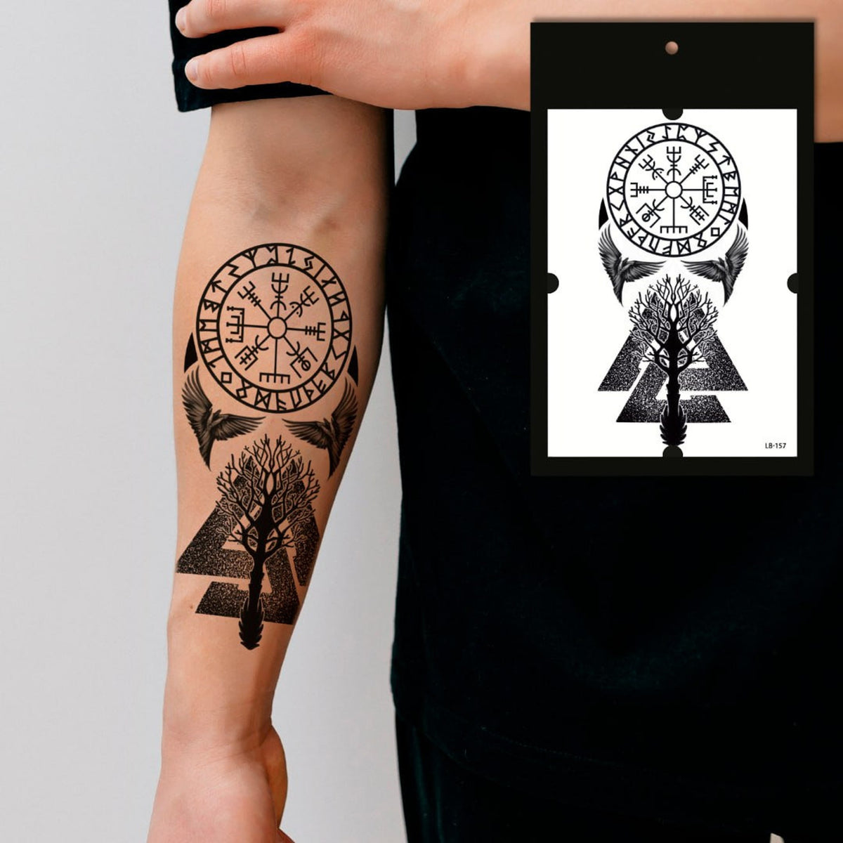 Main product view of Temporary Viking Runes  Yggdrasil Tree Tattoos  Realistic  Skin-Safe