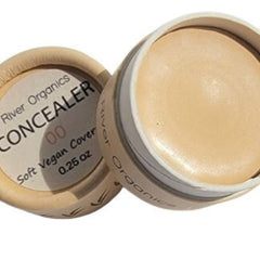 Close-up of vegan zero waste concealer in sleek black compostable packaging with matte finish