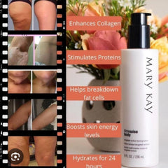 Mary Kay Timewise Body lotion bottle, white with black pump, and brand name visible
