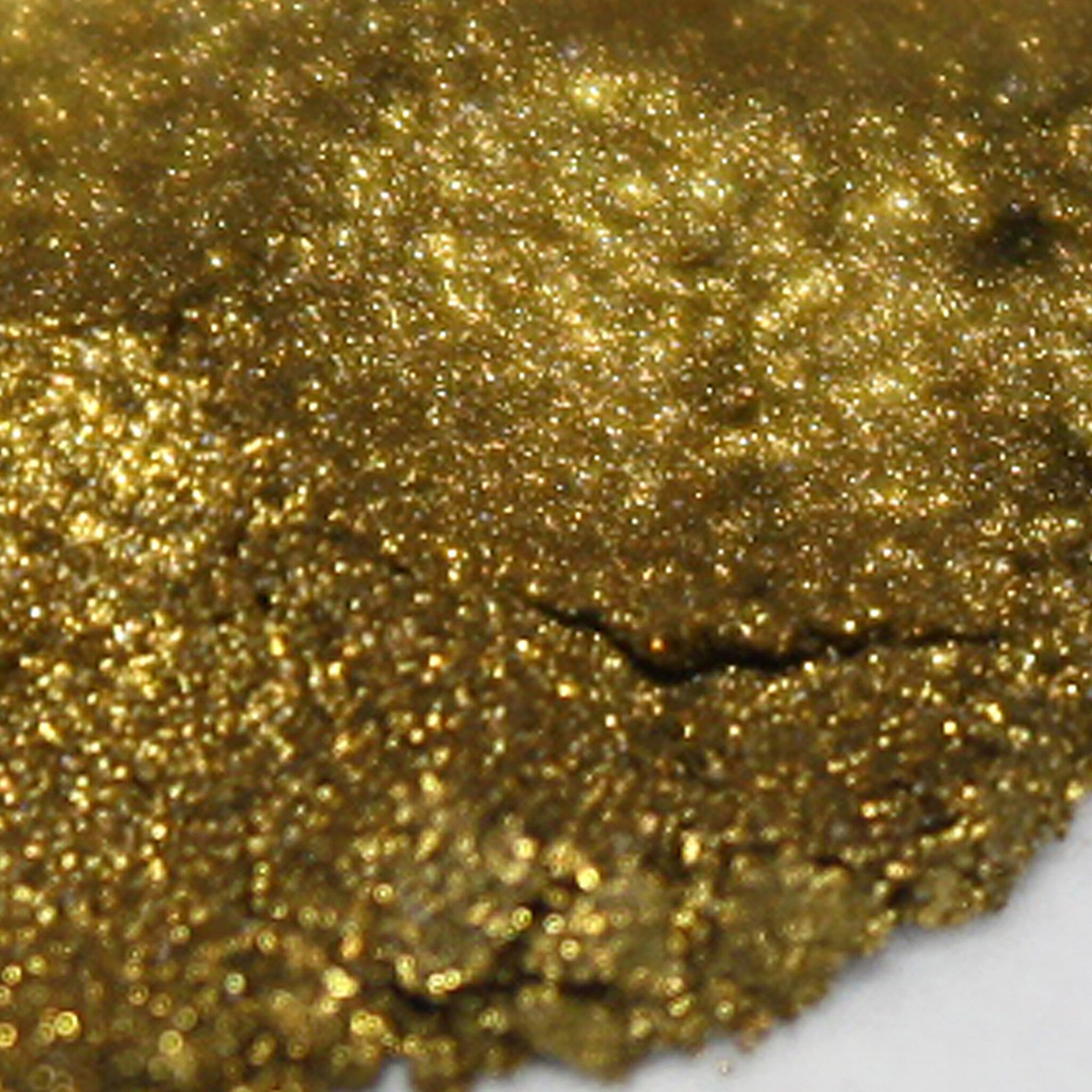 Alternative angle of Metallic Olive Gold Loose Powder Eye Shadow - Vegan Steampunk Makeup