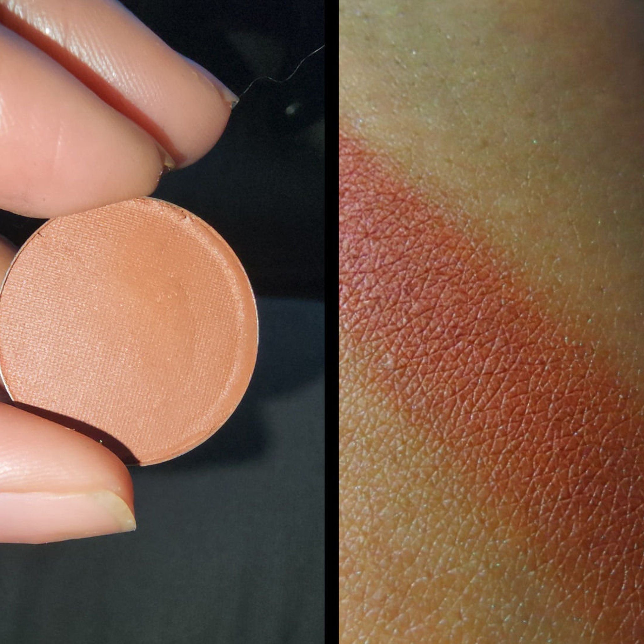 Flatlay of Auburn Breeze Eye Shadow Palette showing matte and shimmer pans in warm bronze tones with gold packaging