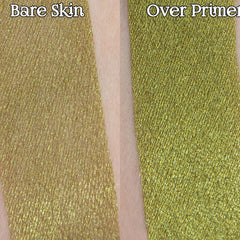 Eyeshadow swatch comparison with gold and green shimmer on skin