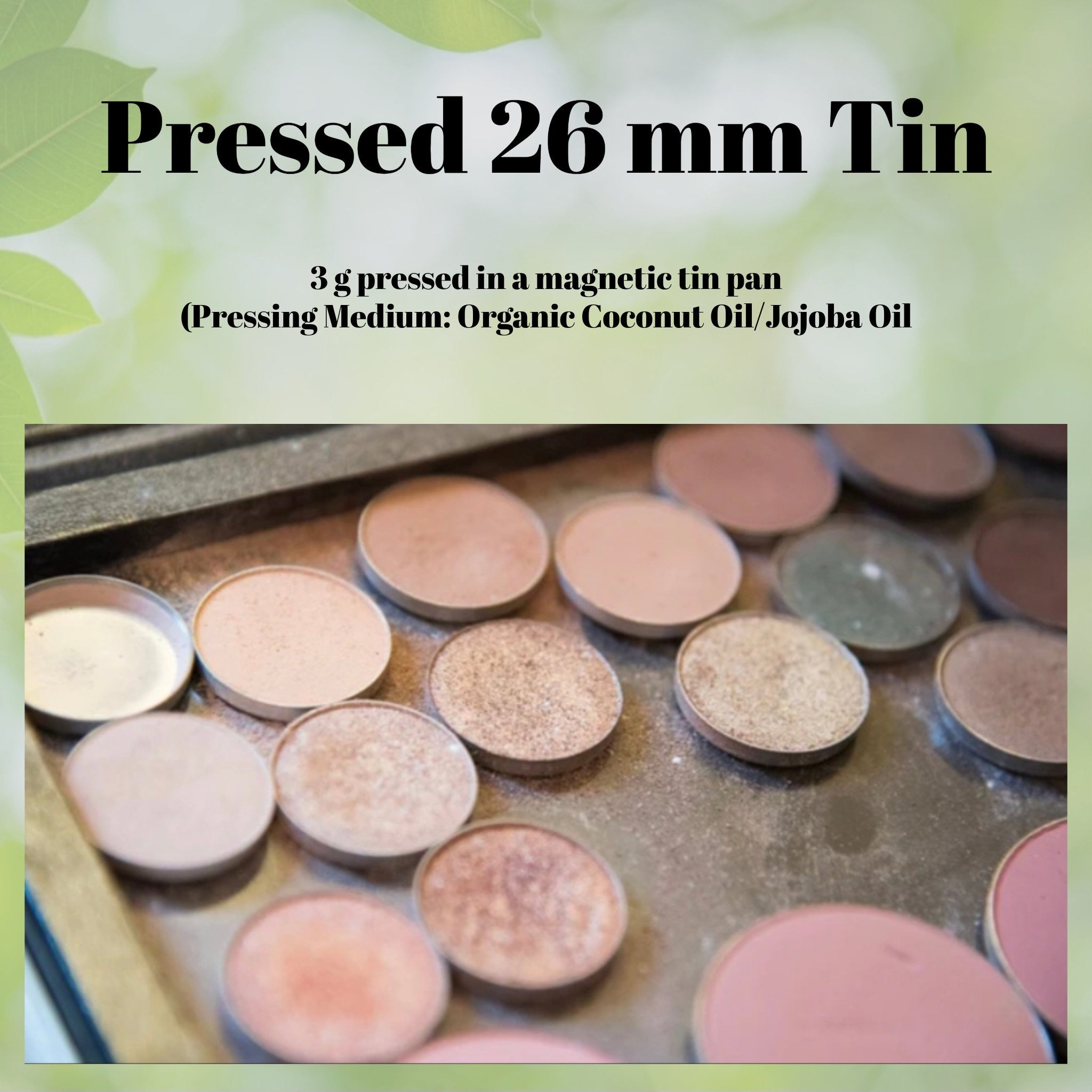 Purple shimmer eyeshadow compact with eco-friendly cardboard packaging and gold lettering