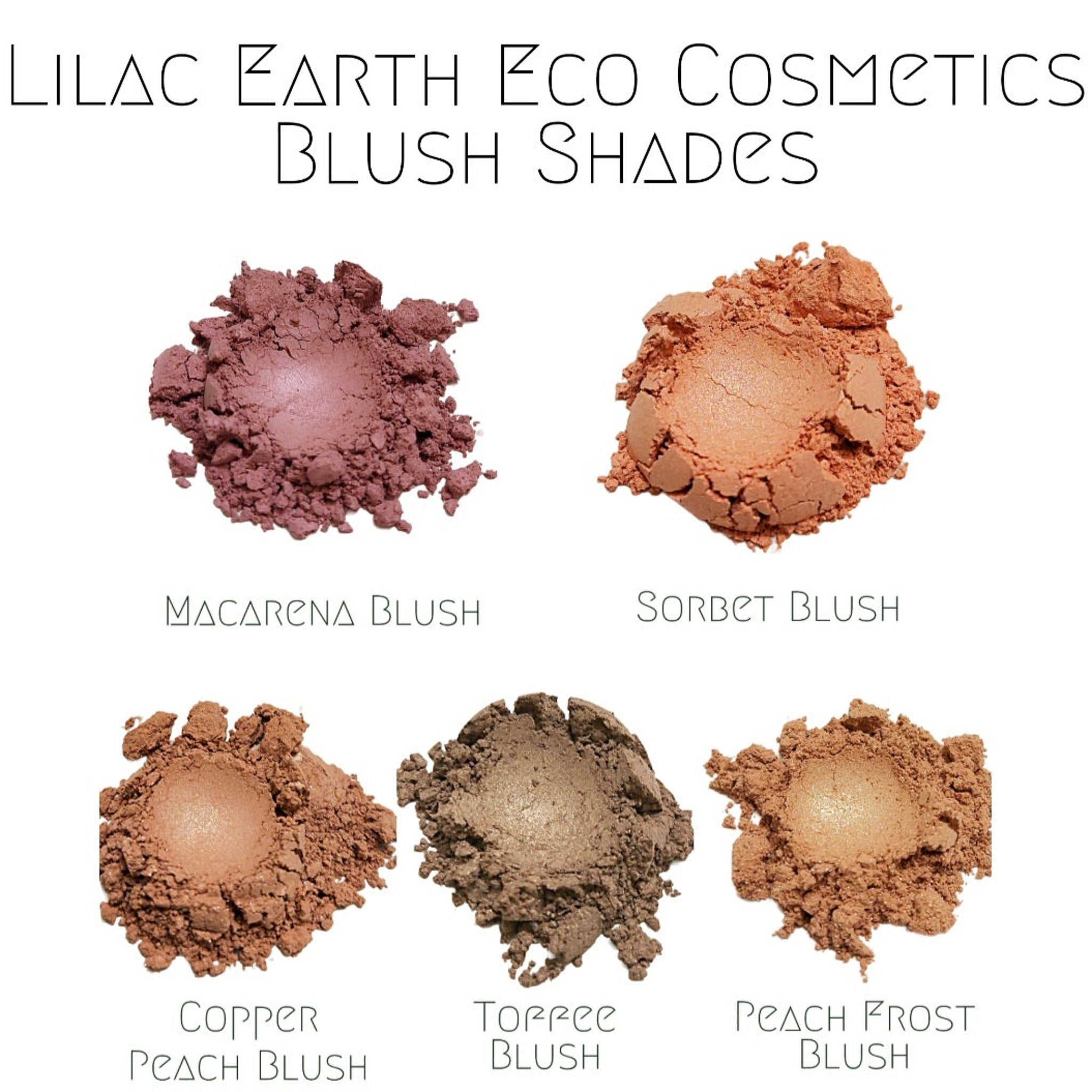 Three sample jars of vegan mineral eyeshadow in assorted earthy tones with bonus reusable makeup pouch