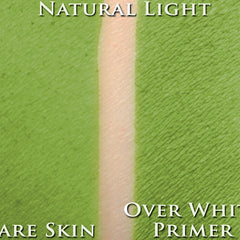 Hand applying matte bright green python eye shadow as loose powder pigment with a makeup brush