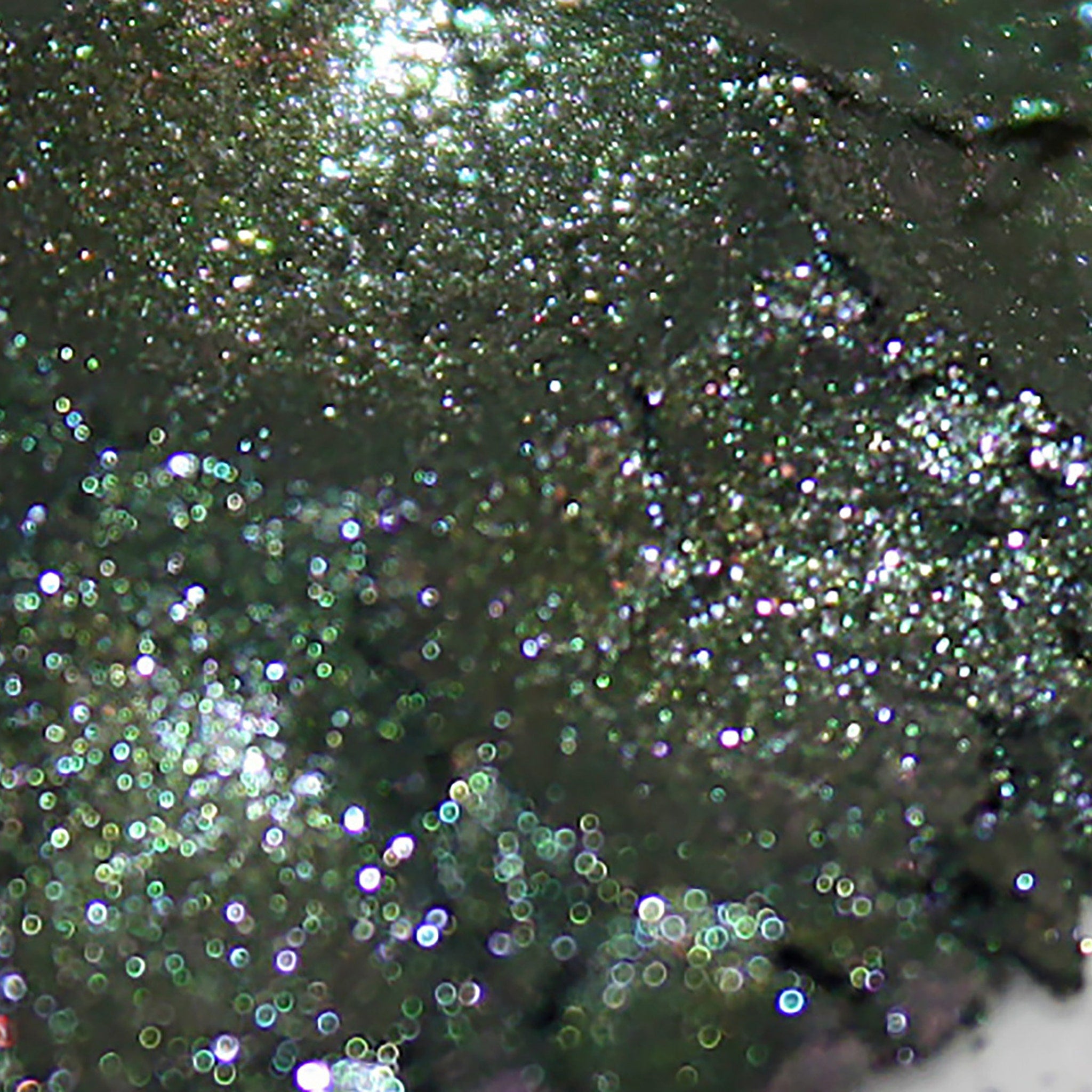 Alternative angle of RLYEH Vegan Loose Powder Eye Shadow - Dark Olive Green with Pink Sparkle