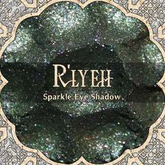 Main product view of RLYEH Vegan Loose Powder Eye Shadow - Dark Olive Green with Pink Sparkle