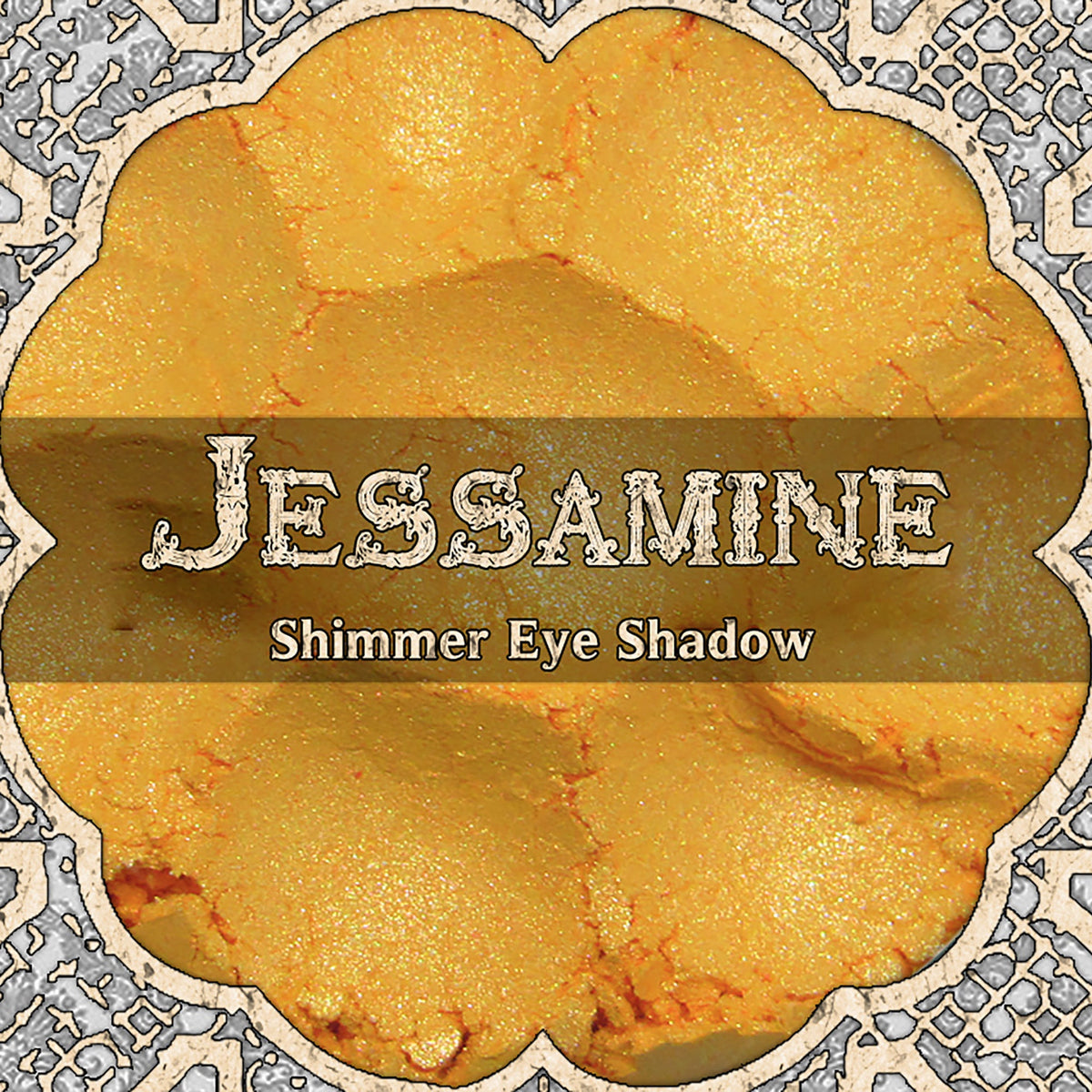Golden yellow and orange duochrome shimmer eyeshadow in compact with reflective metallic finish