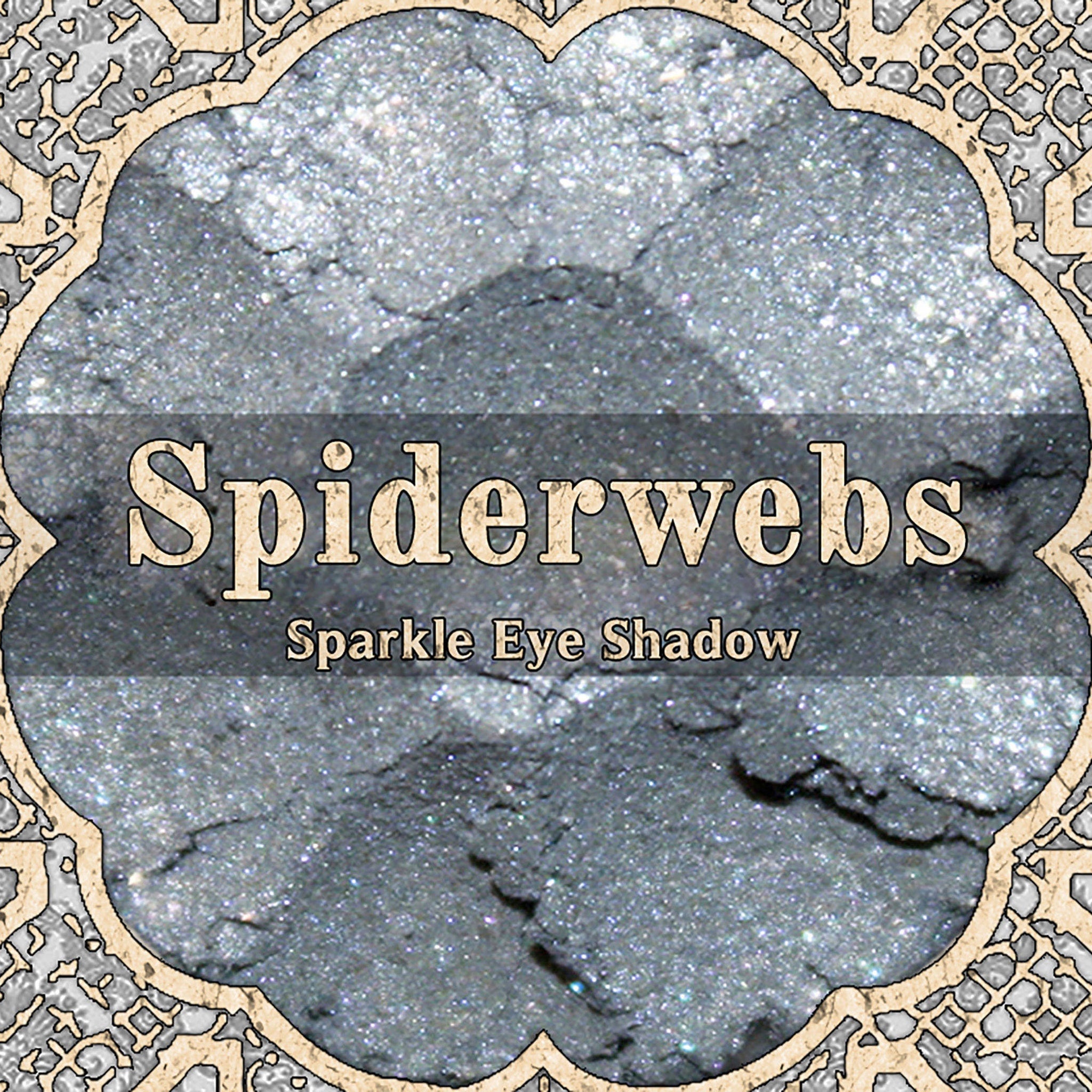 Vegan Sparkle Eye Shadow, pale blue powder with sparkle, Spiderwebs brand