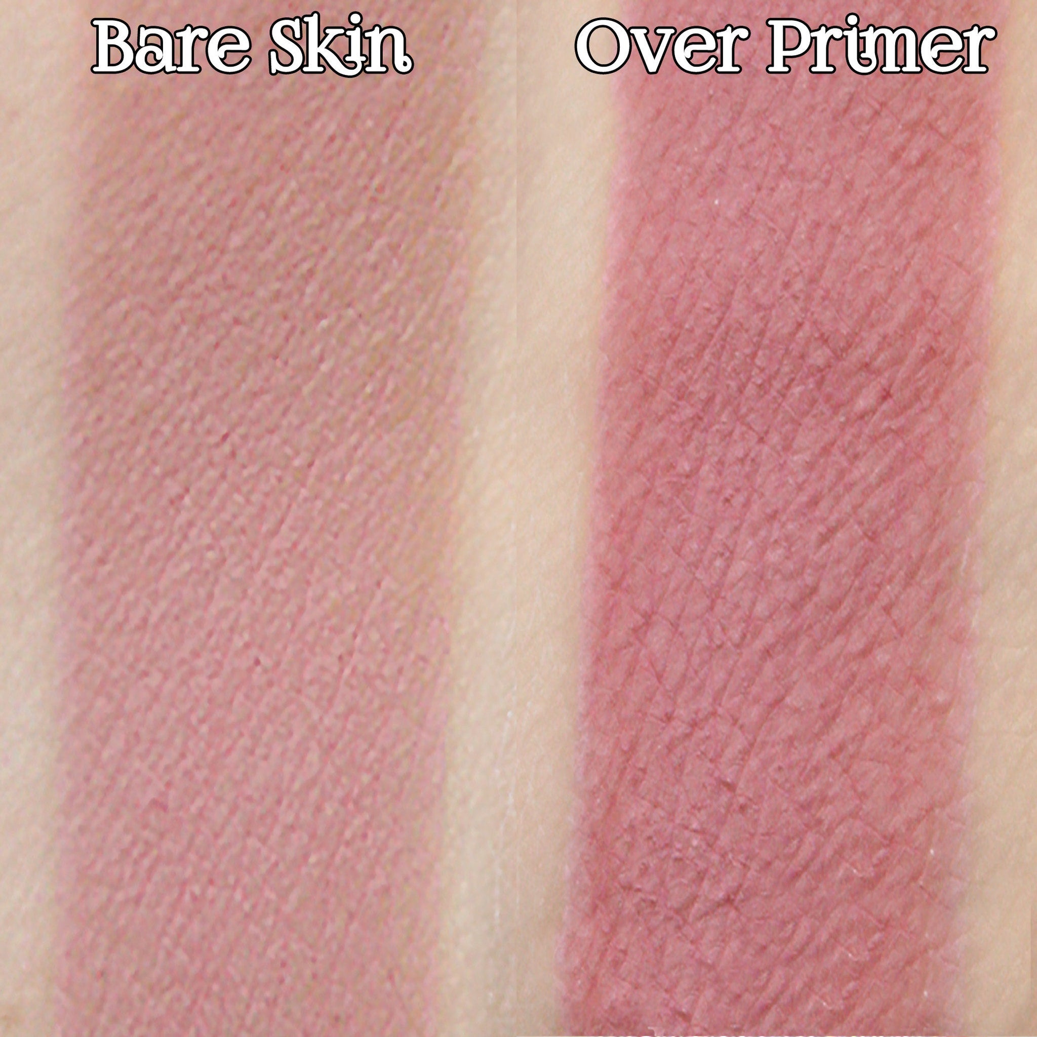 Hand applying warm pink matte eyeshadow with a fluffy brush, showcasing loose powder pigment blending on skin