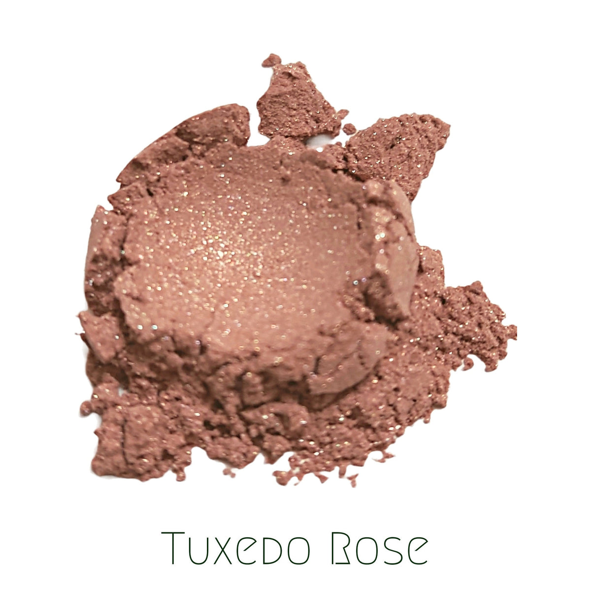 Shimmery pink coral vegan mineral eyeshadow in compact with rose gold detailing