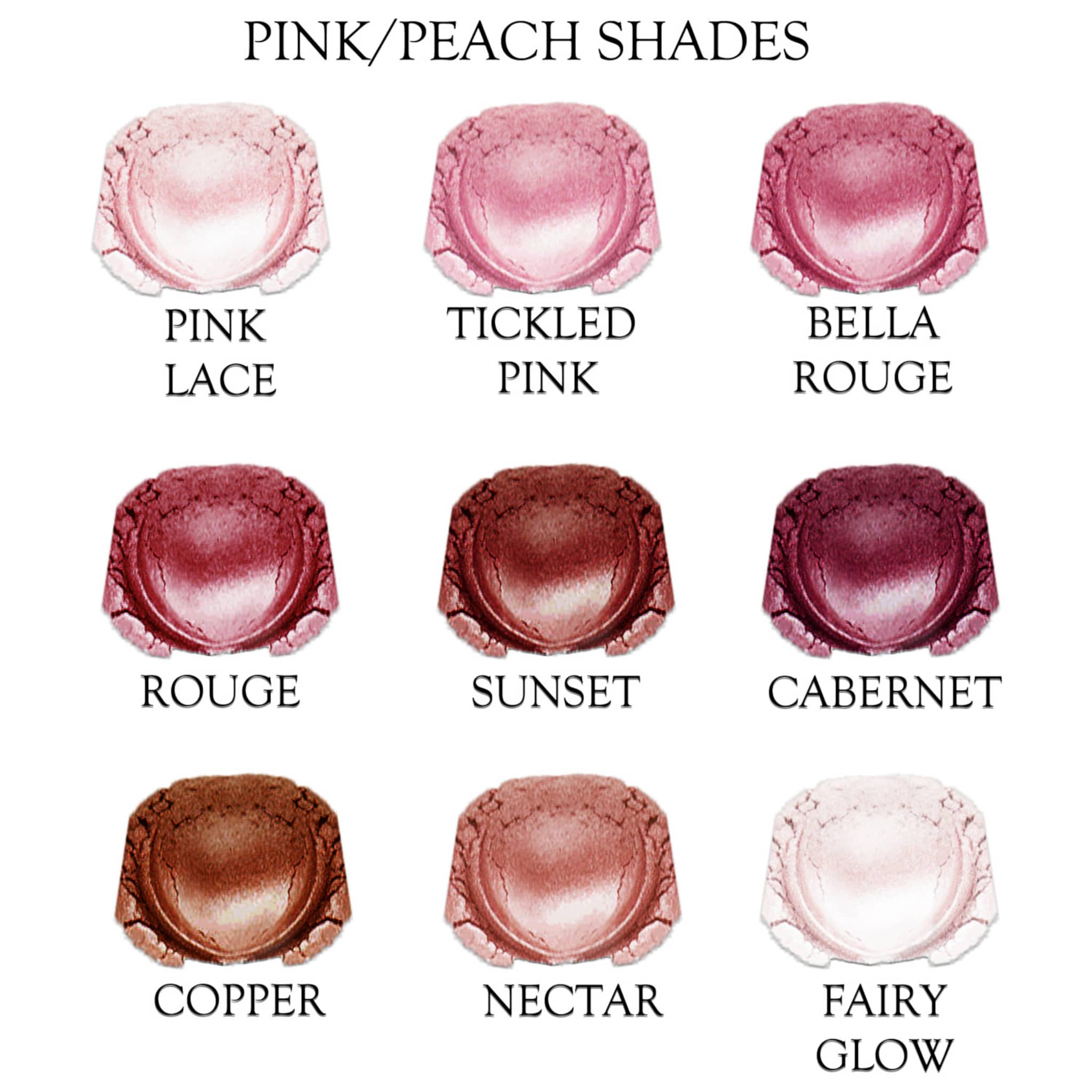 Pink eyeshadow with pink, peach, and brown shades, Borne Cosmetics product swatches