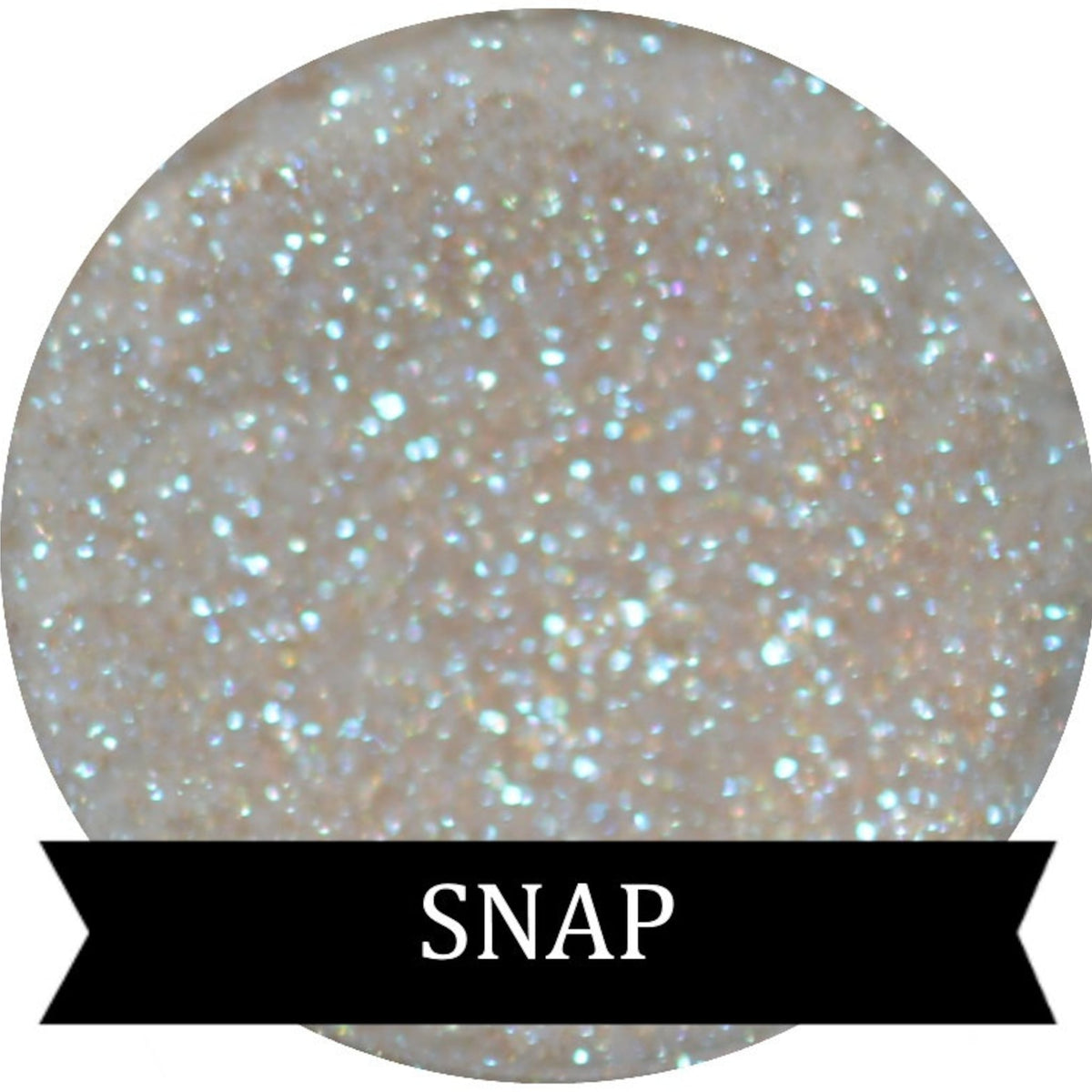Close-up of Natural Glitter Snap Eyeshadow palette showing shimmering neutral tones in compact case