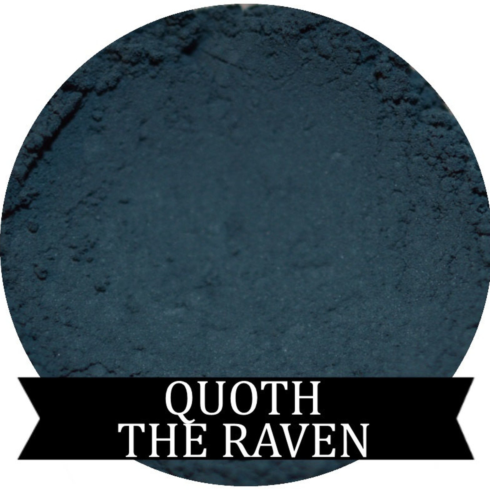 Dusky blue matte eyeshadow pan in sleek black compact with gold Poe-inspired detailing