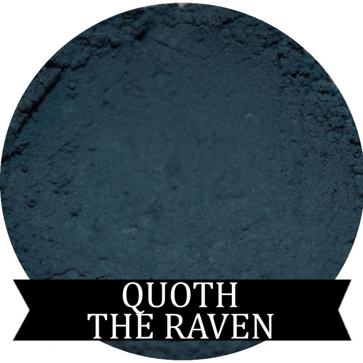 Dusky blue matte eyeshadow pan in sleek black compact with gold Poe-inspired detailing