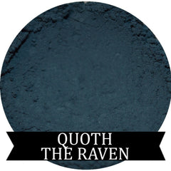 Dusky blue matte eyeshadow pan in sleek black compact with gold Poe-inspired detailing